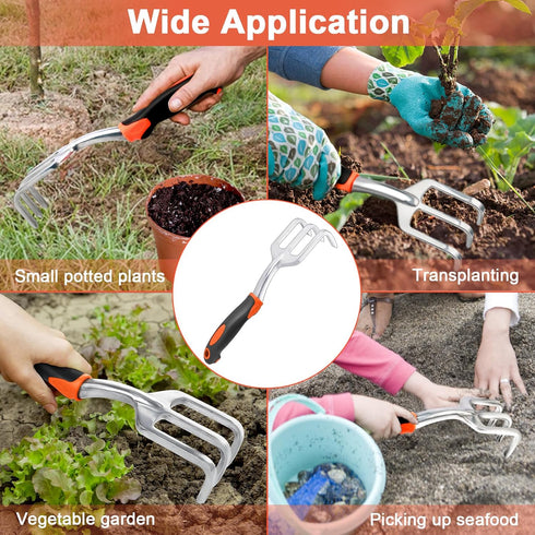 Hand Rake Garden Tool, Heavy Duty Hand Cultivators for Gardening, Small Garden Claw Tool Garden Hand Rake with Ergonomic Handle, Weed Rake Cultiva...