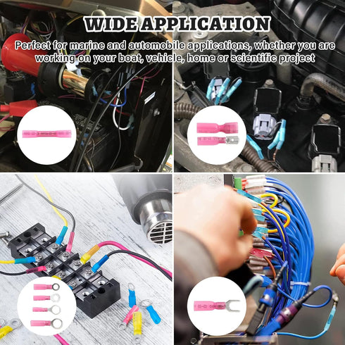RED WOLF 240PC Heat Shrink Wire Connector Butt Kit, Insulated Crimp Connectors Ring Fork Spade Crimp Terminal to Joint Splice Cable for Automotive...