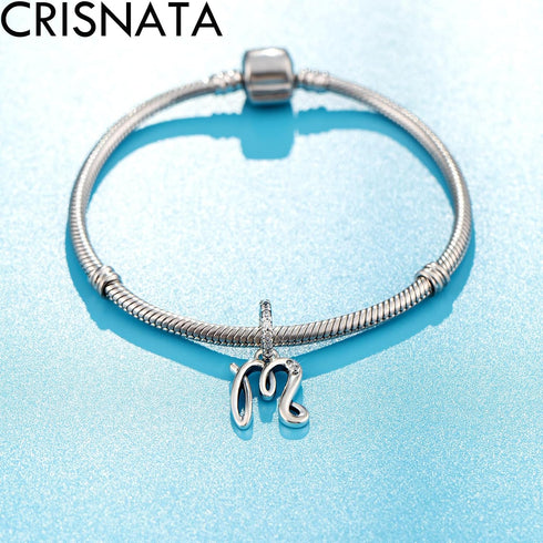 Complete Initial A-Z 26 Letter Dangle Charms, 925 Sterling Silver Dangling CZ Stone Alphabet Beads, fits European Bracelet Necklace, Gift for Moth...