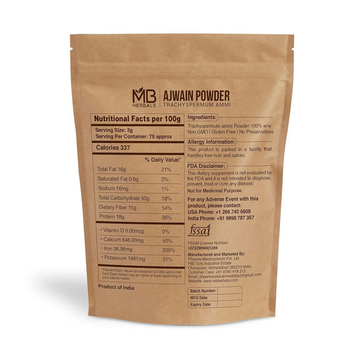MB Herbals Ajwain Powder 8 oz (227 Gram / 0.5 LB) | Ajowan Powder | Carom Seed Powder | Trachyspermum ammi | Gluten Free | Non GMO...