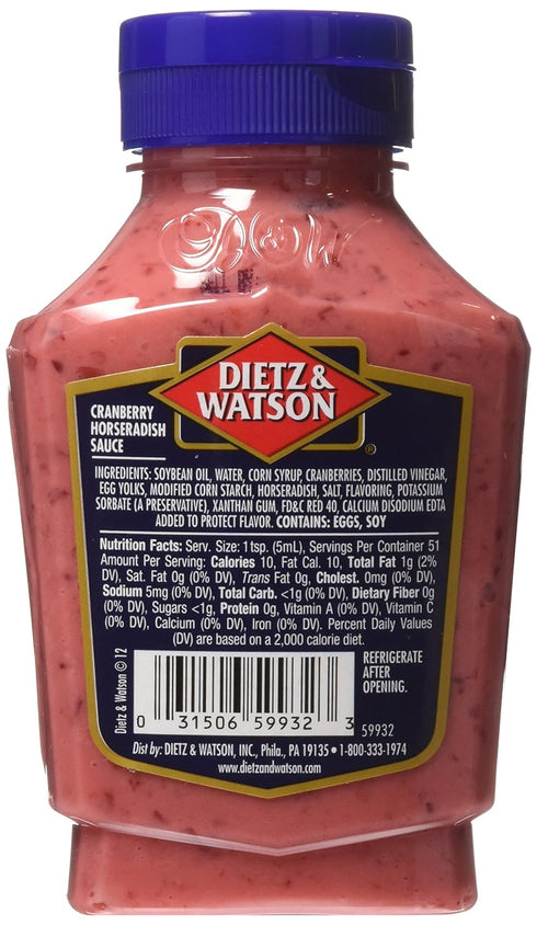Dietz & Watson, Deli Compliments, Cranberry Horseradish Sauce, 9oz Bottle (Pack of 2)...