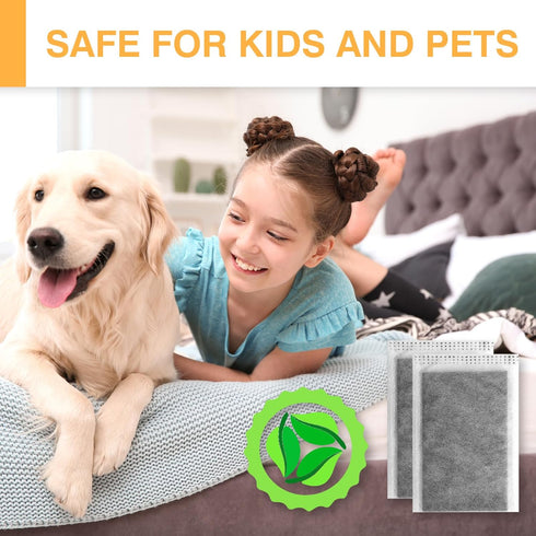 3 Pcs Micro Copper Charcoal Air Purifying Bag, Activated Charcoal Bags Odor Absorber Deodorizer Tablet for Drawer Closet Car Shoe Effectively Remo...