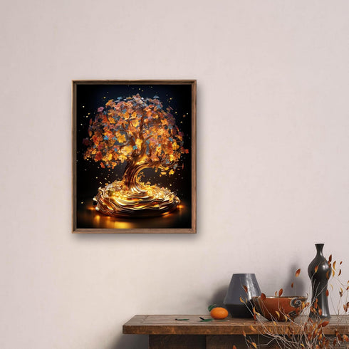 Leczany Cross Stitch Stamped Kit for Beginner - Golden Tree | DIY Embroidery Starter Patterns Craft Kit Needlepoint for Adults or Kids | 11CT, 3 S...
