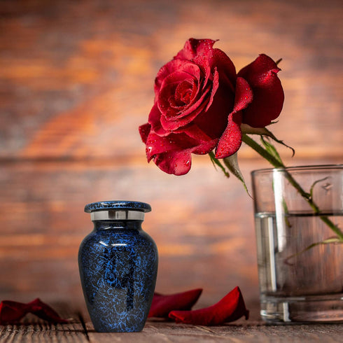 Small Blue Keepsake Cremation Urn for Human Ashes | Miniature Memorial Urns | Personal Cremation Keepsake | for Men or Women | Elegant Tribute for...