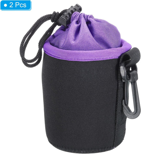 PATIKIL Camera Lens Bag, 2 Pcs 3.1" IDx3.9 H Drawstring Lens Pouch with Thick Protective Neoprene, Lens Case for DSLR Camera Lens, Water Coffee Cu...