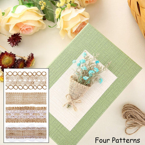 4 Rolls Burlap Ribbon Lace Roll Crafts Ribbon with 32 Feet Twine Rope for Wedding Christmas Decoration DIY Handmade Crafts, 5.5 Yards for Each Rol...