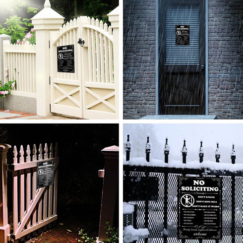 Metal No Soliciting Sign for House Front Door Yard Fence 12 x 8 inch No Soliciting Sign Sticker for Home, Don't Knock Don't Ring Bell No Solicitat...