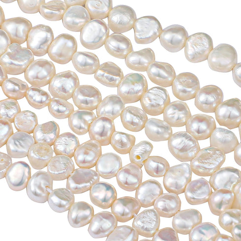 2 Strands 5-6 mm 6-7 mm Natural Freshwater Pearls Beads White Baroque Cultured Irregular Pearls Beads for Jewelry Making for Crafts Necklaces Brac...