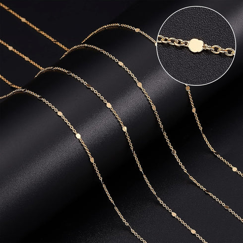 Beebeecraft 32.8 Feet 18K Gold Plated Chains for Jewelry Making Flat Round Link Cable Chain with 20 Lobster Claw Clasps and 50 Jump Rings...