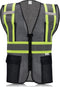High Visibility Reflective Safety Vest with Zipper and Pockets Translucent Black,L...