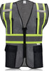 High Visibility Reflective Safety Vest with Zipper and Pockets Translucent Black,L...