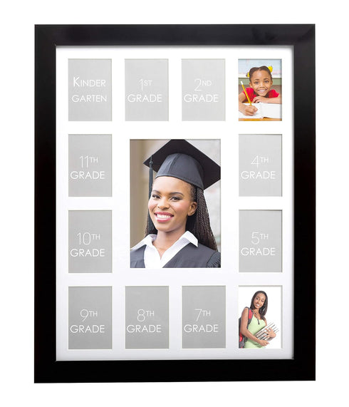 Kate & Milo School Days Frame, Holds 13 Photos k-12, Kindergarten to High School Picture Frame, Graduation Party Decorations, Multi Photo Frames C...