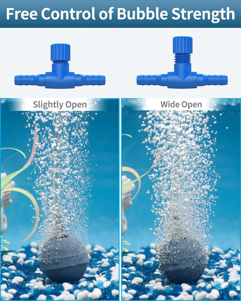 Pawfly Aquarium Air Control Valves for 3/16" ID Airline Tubing Single Way Plastic Air Flow Controllers Regulators Adjustable Blue Hose Connectors ...