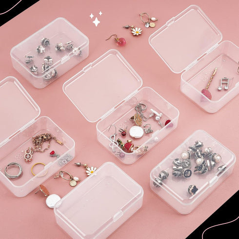 ISKYBOB 6 Packs Small Plastic Storage Containers, Clear Rectangle Bead Organizer Case with Lids for Crayons, Crafts, Bobby Pin Holder(3.7x 2.4in)...