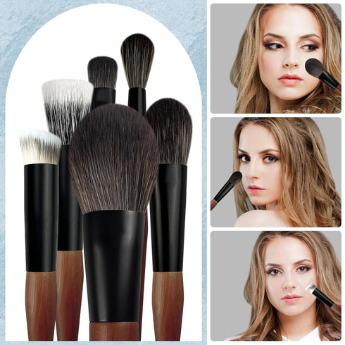 Travel Makeup Brush Set with Case, Mini Makeup Brushes Set for Powder, Foundation, Eyeshadow, Lip, Highlight, Blush & Concealer, 10 Pcs Travel Siz...