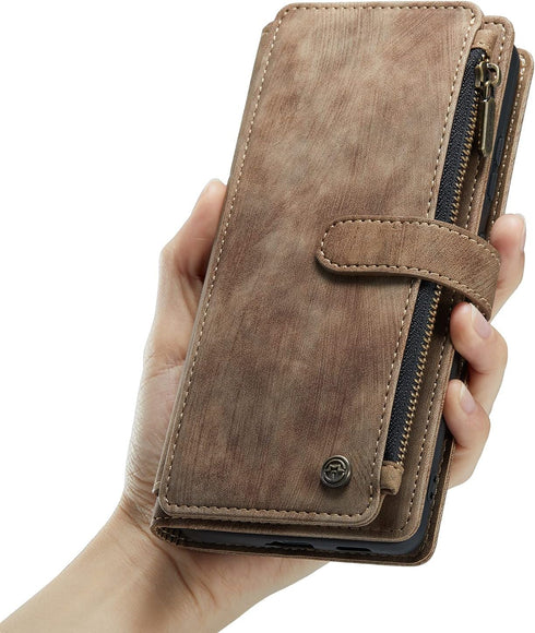 UEEBAI Wallet Case for Samsung Galaxy S21 Ultra 5G, Premium Handmade PU Leather Phone Case Card Slots Magnetic Closure Zipper Pocket Kickstand Fli...