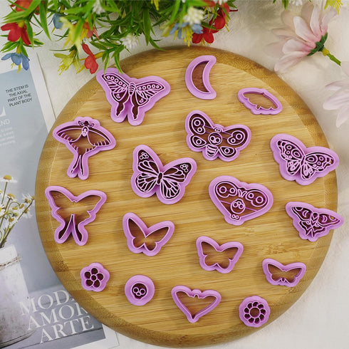 Moth Polymer Clay Cutters: 18 Pcs Earrings Clay Cutters, Butterfly Clay Cutters, Moth Clay Cutter, 3D Print Clay Cutters for Earrings Making...