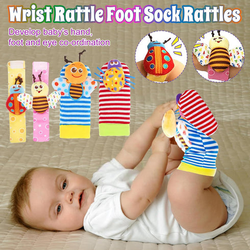 Baby Rattles 0-6 Months - 17 Pcs Baby Rattle Toys Set Infant Toys for 0-3 Months Baby Toys 3-6 Months Newborn Toys with Teething and Wrist Socks R...