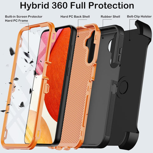 for Samsung Galaxy A14 5G Case with Belt Clip Holster,Built-in Screen Protector,Heavy Duty Shockproof Drop Protection Military Grade Durable Phone...