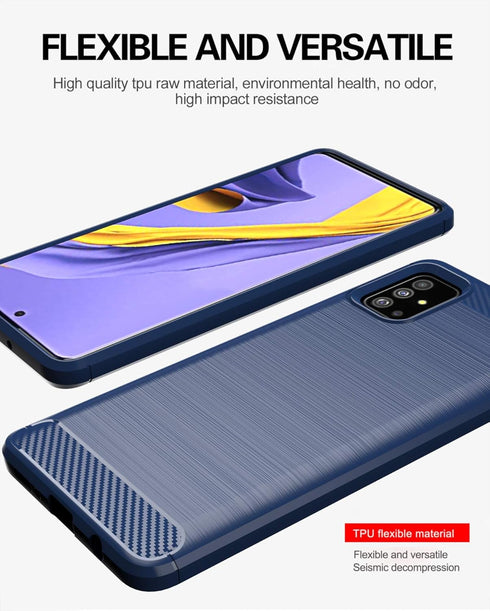 MAIKEZI Soft TPU Slim Fashion Anti-Fingerprint Non-Slip Protective Phone Case Cover for Samsung Galaxy A51 4G (Black Brushed TPU)...