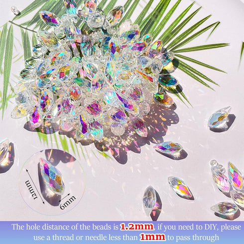 Hicarer 200 Pieces Teardrop Chandelier Crystal Pendants 6 x 12 mm AB Color Rainbow Crystal Beads for Chandelier Jewelry Making DIY Project Earring...