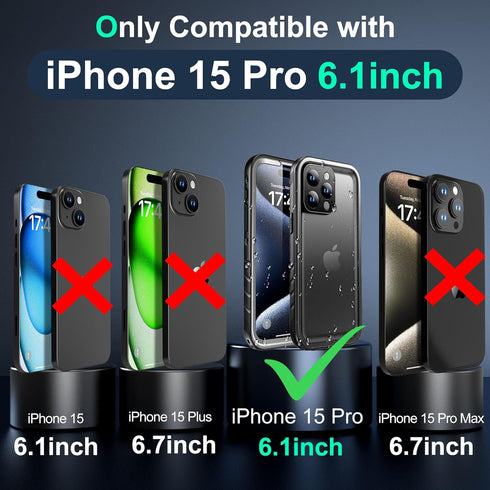 SOKUSIN for iPhone 15 Pro Case Waterproof - Shockproof Drop Proof Dustproof Phone with Built in Tempered Glass Screen & Camera Protector Full Body...
