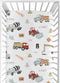 Sweet Jojo Designs Construction Truck Boy Fitted Crib Sheet Baby or Toddler Bed Nursery - Grey Yellow Orange Red and Blue Transportation...