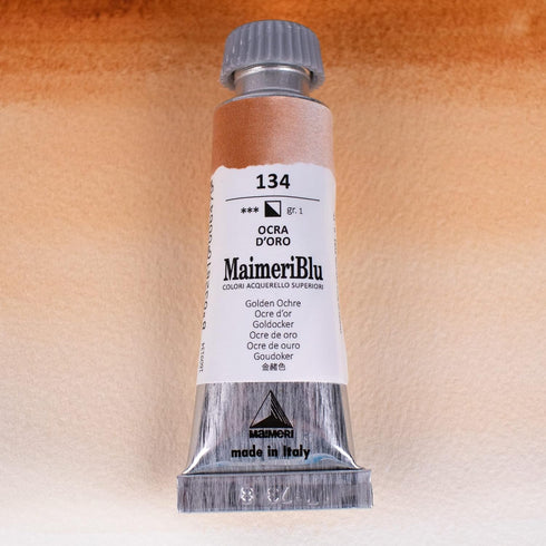 MaimeriBlu 12ml Single-Pigment Watercolor Paint - Golden Ochre PY43 Professional Watercolor Paint - Lightfast and Transparent Watercolor Paint Tub...