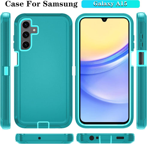 Qinmay Phone Case for Samsung Galaxy A15 5G Case with HD Screen Protector, Samsung A15 5G Case Durable Shockproof 3-Layer Cover for Galaxy A15 5G ...