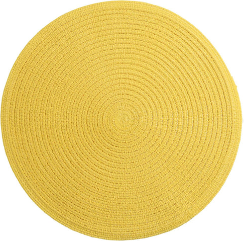 SHACOS Round Braided Placemats Set of 4 Washable Kitchen Table Placemats for Home Wedding Party (Yellow, 4)...