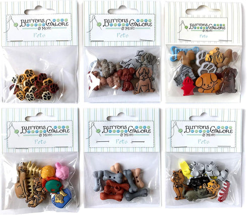 Buttons Galore 50+ Assorted Pets Buttons for Sewing & Crafts - Set of 6 Button Packs...