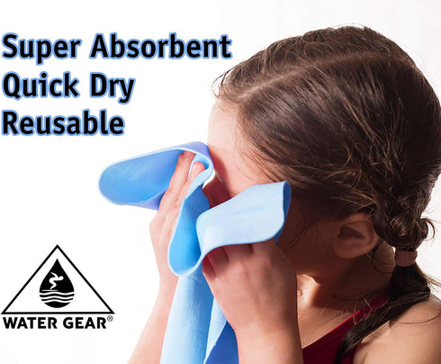 Water Gear Chamois Towel - Fast Absorbing and Great for Drying - Use After a Workout and Diving - for Men and Women - Multi-Use - Blue...