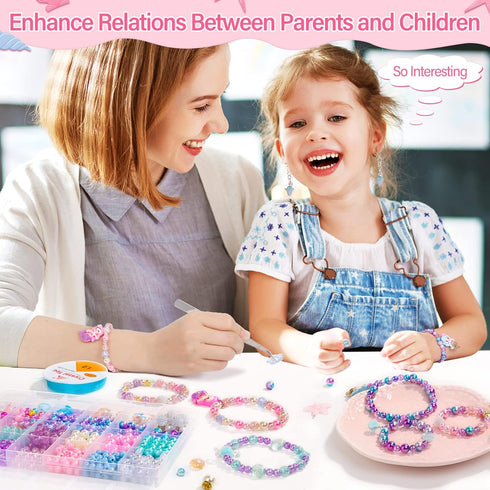 Qinzave 802Pcs Bracelet Making Kit for Girls Mermaid Beads for Jewelry Making Assorted Sizes 6mm 8mm Jewelry Making Kit with Mermaid Shell Pendant...