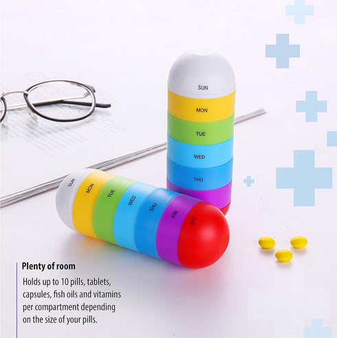Deke Rainbow 7 Day Waterproof Pill Organizer case Tower Box Medicine Planner case (Seven Day Weekly Travel Container) Medication, Vitamin Holder O...