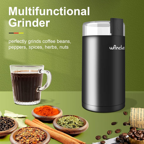Coffee Grinder, Wancle Electric Coffee Grinder, Quiet Spice Grinder, One Touch Coffee Mill for Beans, Spices and More, with Clean Brush Black...