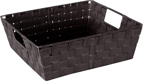Simplify Large Shelf Woven Strap Tote | Decorative Storage Basket | Built in Handles | Organization | Closet | Bedroom | Bathroom | Nursery | Acce...