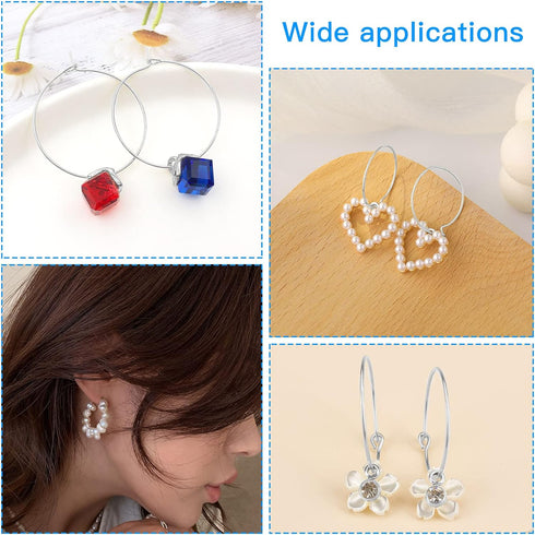 300Pcs Round Wine Glass Hoops Rings, 20mm Hypoallergenic Wire Hoops Beading Hoop Rings Ear Wines Earring Hoops Earring Finding for Jewelry Making ...