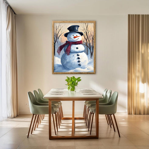 Posterizer 1 pcs-cute snowman in snowy wintery nature 8-Holiday Poster Collection-Landscape & Nature Art-Living Room Bedroom Decor- unframed wall ...