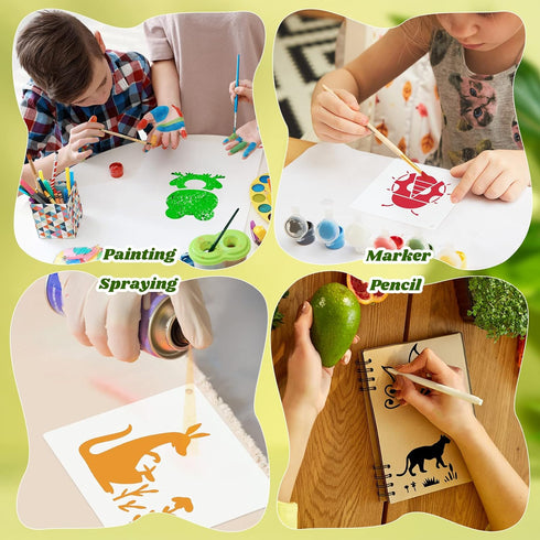 100 Pcs Stencils for Painting on Wood Reusable Stencil Crafts Drawing Templates Holiday Stencils Wall Paper Stencil Set for DIY Art Scrapbook Home...