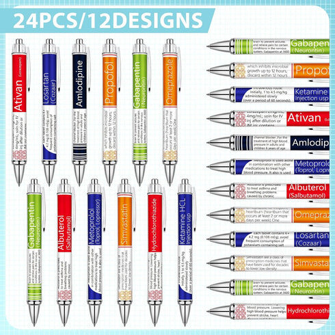 24 Pcs Pharmacy Pens for Nurse Pharmacist Funny Drug Pens Nursing Week Pens Cute Pharmacy Technician Gifts for Pharmacist Medical Assistant School...