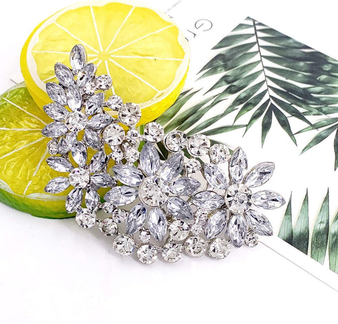 LAXPICOL Vintage Austrian Crystal Flower Leaf Bouquet Clusters Large Big Brooch Pin For Women Gold Tone...