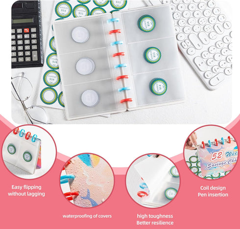 52-Week Savings Challenge Binder - Budget Planner with Envelopes, Trackers, and Stickers - Money Saving Organizer for Financial Goals and Budgetin...