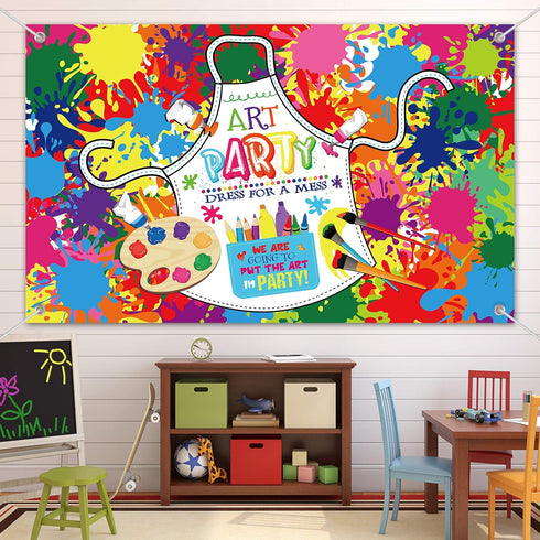 Art Paint Party Backdrop Decorations Artist Theme Birthday Banner Supplies for Art Painting Party Wall Photography Background...