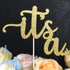 ALISSAR Glitter Double Sided Gold Gender Reveal Cake Topper, It's a Cake Topper for Boy or Girl Baby Reveal Party Decorations(Double Sided Gold)...
