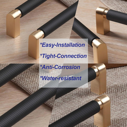 1 Pack Black and Gold Handles for Cabinets, 6-3/10 Inch Hole Centers Gold Drawer Pulls, Dresser Hardware and Handles for Cabinets and Drawers...