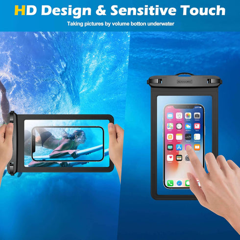 XL Large Waterproof Cell Phone Pouch 2-Pack: Underwater Clear Phone Holder Protector - Universal Water Proof Dry Bag Case with Neck Lanyard for iP...