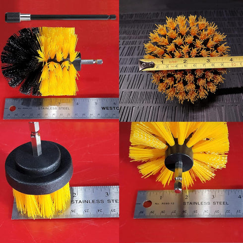 Drill Brush Attachment Set, 4pcs Nylon Bristle Power Scrubber for Cleaning Showers, Bathroom, Tile, Grout, Carpet with Plastic Handle & Extension ...