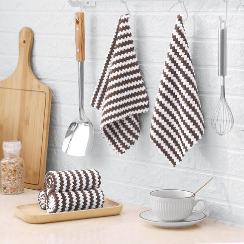 Homaxy 24 Pack Kitchen Dish Cloths, Ultra Soft and Absorbent Dish Towels, Reusable Fast Drying Microfiber Cleaning Cloth, Coral Velvet Wave Design...