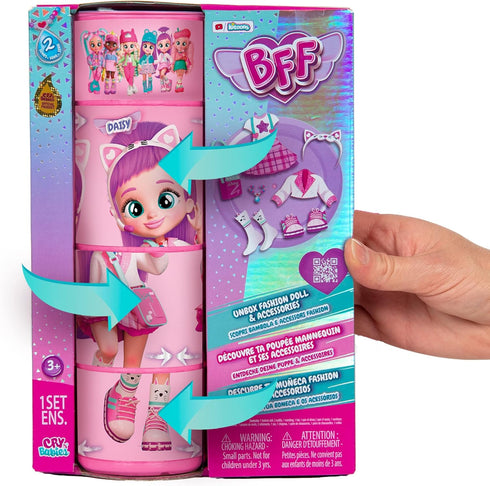 Cry Babies BFF Daisy Fashion Doll with 9+ Surprises including Outfit and Accessories for Fashion Toy, Girls and Boys Ages 4 and Up, 7.8 Inch Doll,...