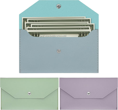 3 PCS Cash Envelope Wallet Cash Money Pouch PU Leather Reusable Budget Envelope Cash Envelope Cash Stuffing Wallet Cash Tip Envelopes Cash Wallet ...